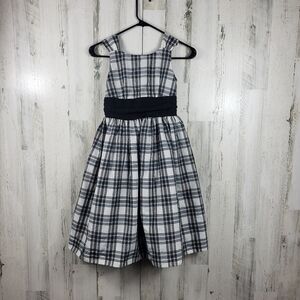 3/$15 chaps girls black and white plaid dress size 10